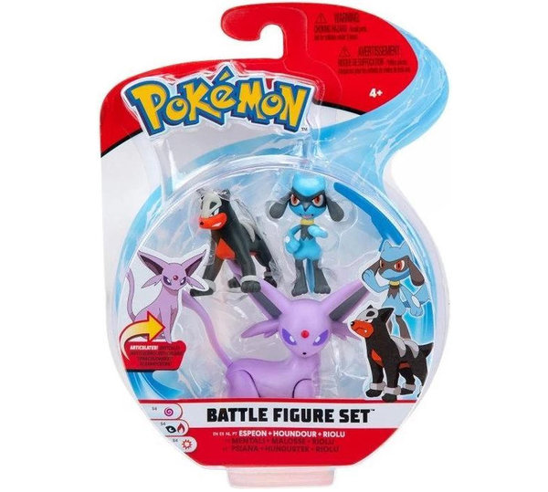 Pokémon Battle Figure Set - Espeon - Houndour - Riolu