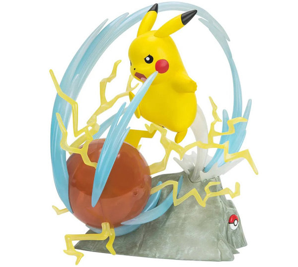 Pokémon 25th Anniversary Deluxe Pikachu Standbeeld (33 cm) met lichteffecten.